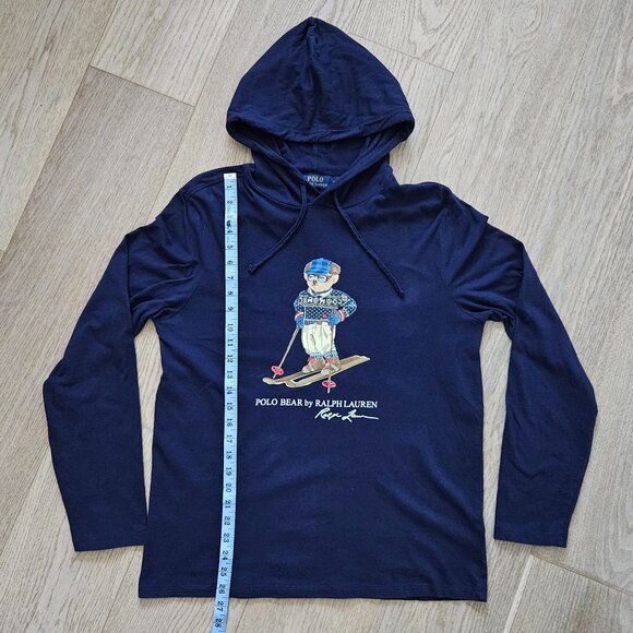 Polo Ralph Lauren Men's Ski Polo Bear Jersey Hooded T-Shirt – Size M, Navy - Picture 4 of 8